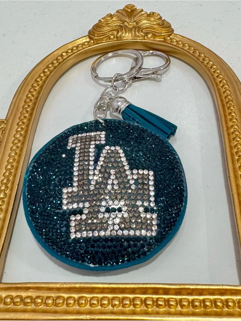 New Crystal-Embellished LA Keychain with Tassel